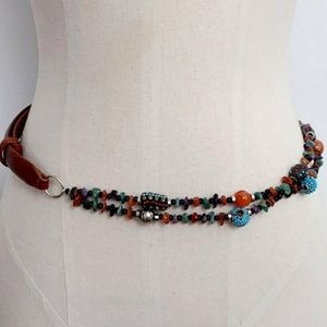 Chicos Adjustable Leather Jeweled Belt